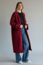BURGANDY WINTER WOMEN COAT - Image 2